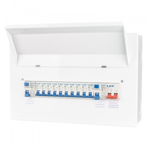 LIVE - Metal Twin RCD Populated Fully Loaded Unit (14 Way - 22 Way)