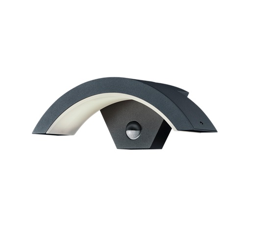 Ohio 6W LED Curved Wall Light with Built in PIR Anthracite Finish