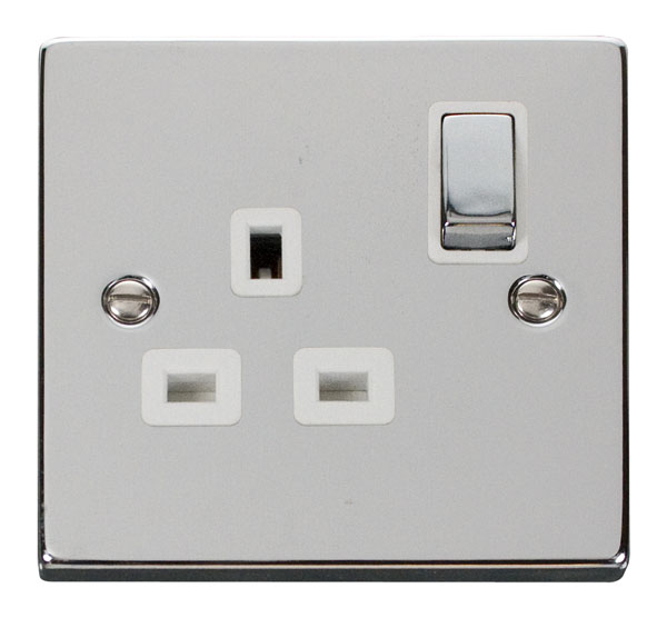 1 Gang 13A 'DP' Single Switched Socket White Inserts (VPCH535WH)