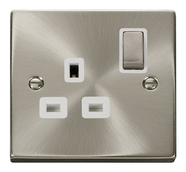 1 Gang 13A 'DP' Single Switched Socket White Inserts (VPSC535WH)