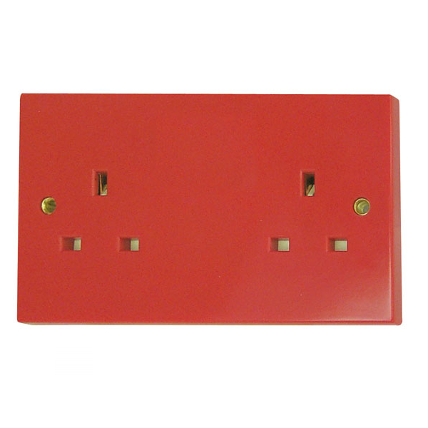 2 Gang 13A DP Unswitched Socket Outlet - Red (WA179)