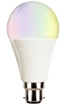 GLS 9W RGB + CCT Dimmable Smart Wi-Fi Lamp BC Cap
