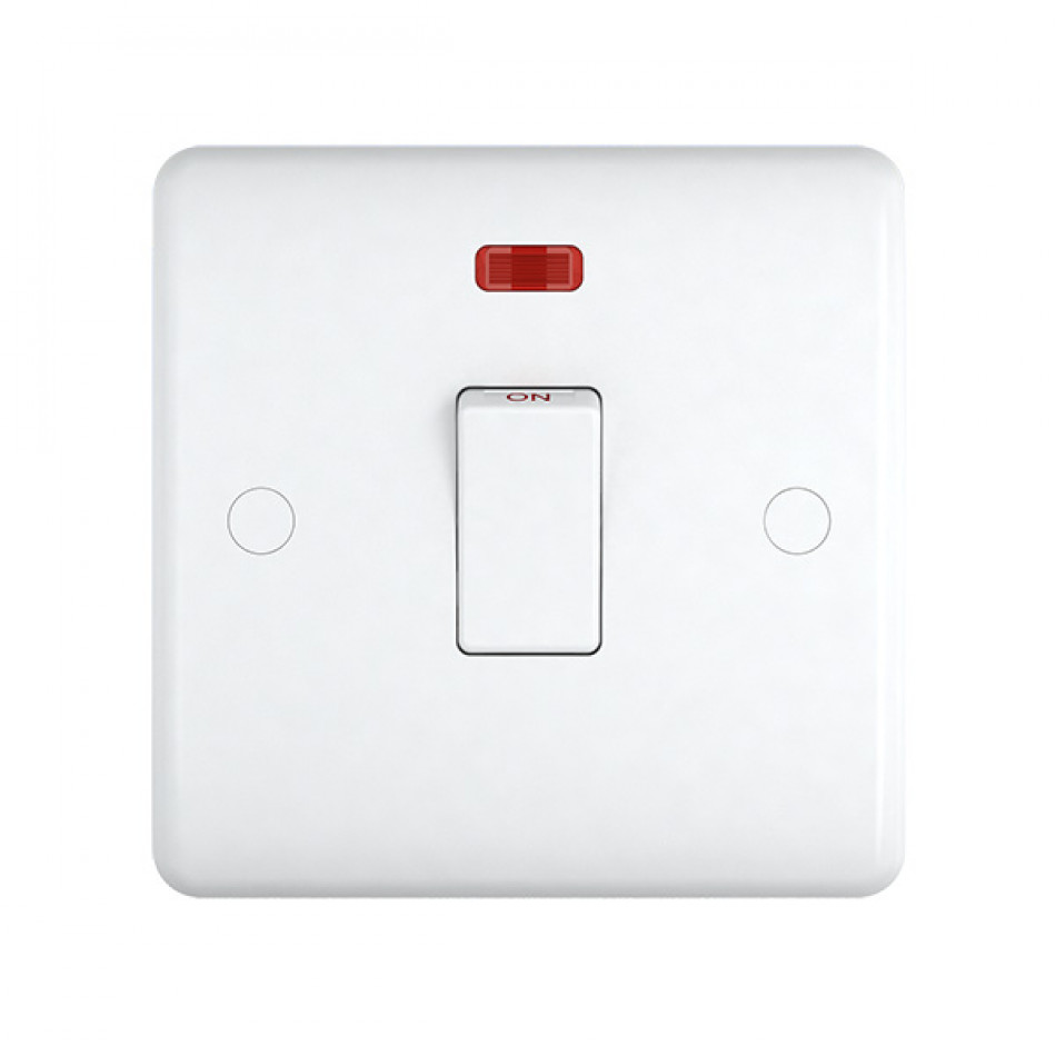 UEP 20A 1 Gang DP Switch with Neon White Round Corner