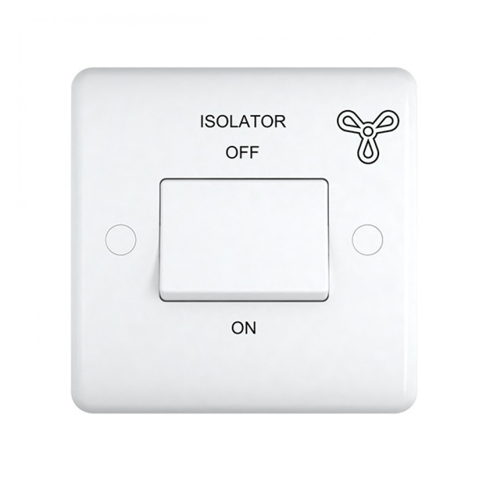 UEP Fan Isolator Switch Plastic White Round Corner