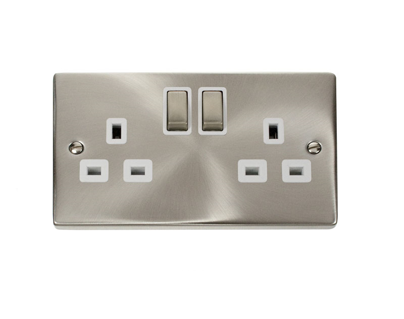 2 Gang 13A 'DP' Double Switched Socket White Inserts (VPSC536WH)