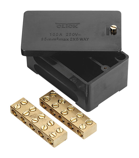 100A 2 Pole 5X35mm² Link Box - Black (WA228)