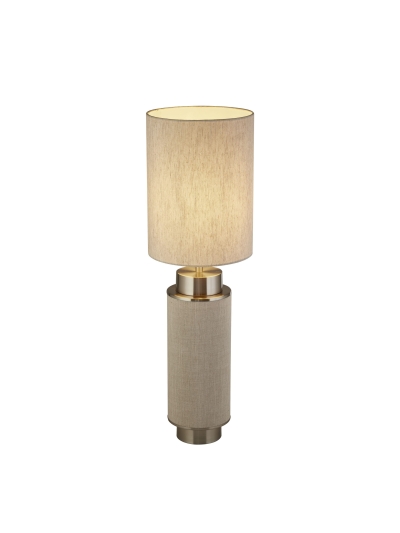 FLASK 1LT TABLE LAMP, NATURAL HESSIAN WITH SATIN NICKEL AND NATURAL SHADE