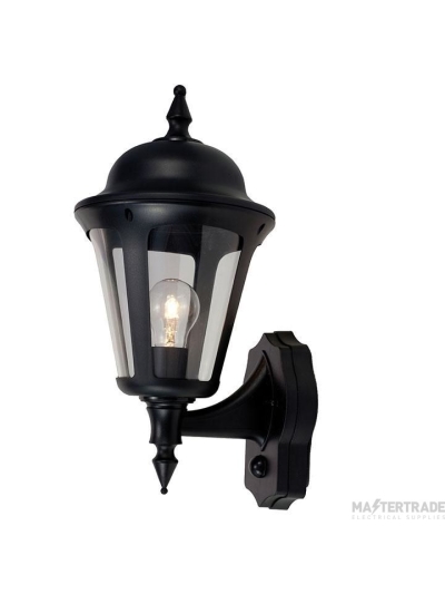 Ansell Latina Polycarbonate Wall Lantern 42W IP65 Black with PIR Sensor