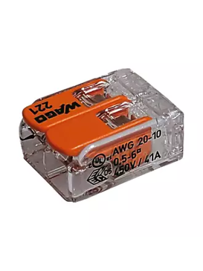Wago 221 Series 41A 2 Way Lever Connector - Pack of 50- 221 612